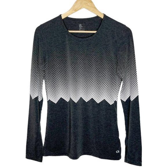 GAP Tops - GapFit Breathe Long-Sleeve Thumbhole T-shirt Grey Ombre Print Workout